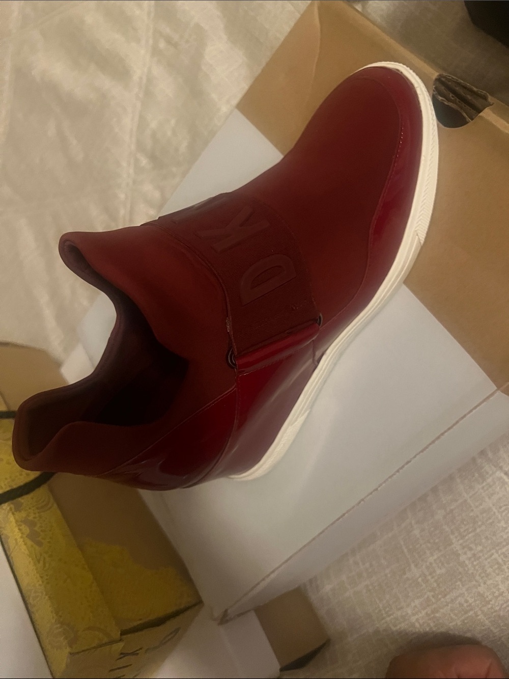 DKNY Burgundy Red Slip-On Sneakers